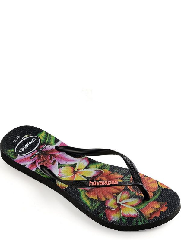 special sale slim floral flip flop sandals black 5ef736a979d51