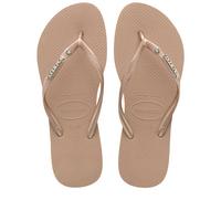 special sale slim metal logo crystal flip flop sandals rose gold 5ef7370809f91