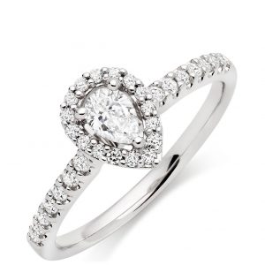 buy 18ct white gold diamond pear shaped halo ring 5f1599506838b