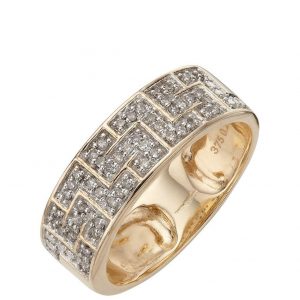 buy 9 carat yellow gold 25 point diamond greek key band unisex ring 5f2107591476d