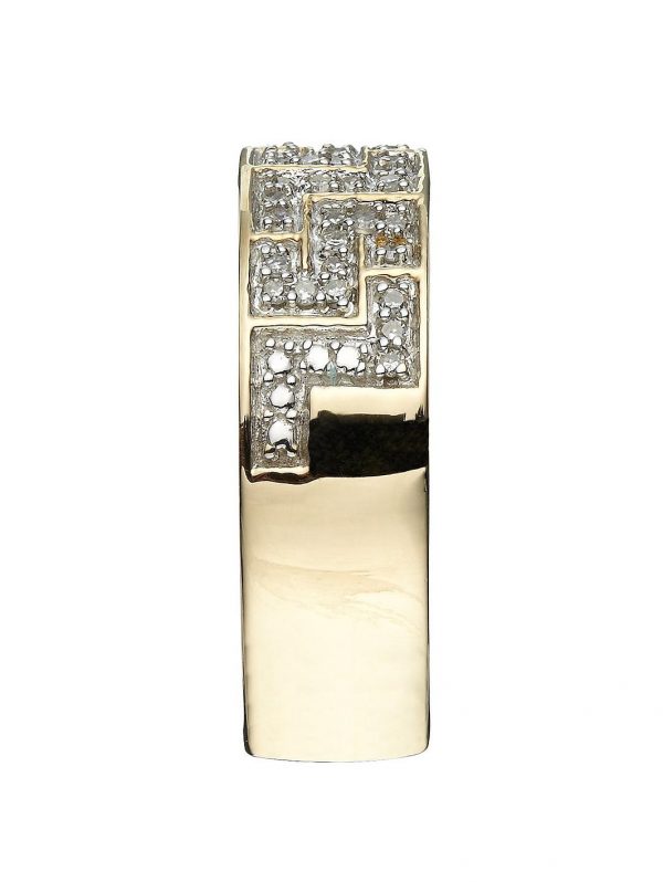 buy 9 carat yellow gold 25 point diamond greek key band unisex ring 5f21075b55fd4
