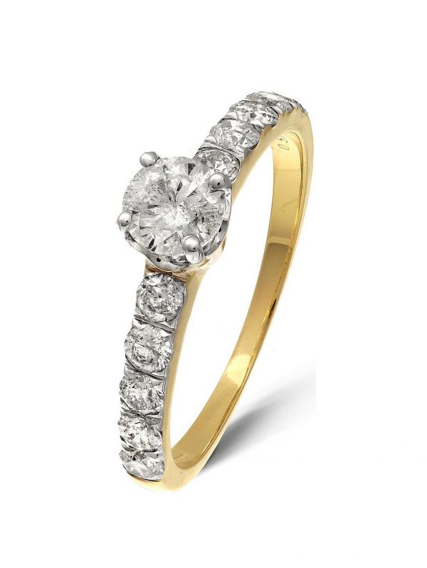 buy 9 yellow gold 1 carat diamond solitaire 0 40ct set shoulders 0 60ct ring 5f191f9299191