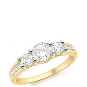 buy 9ct gold cubic zirconia trilogy ring with channel set shoulders 5f1d82759dc7b