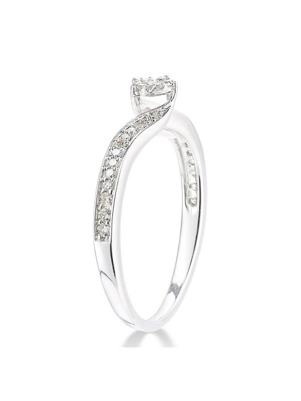 buy 9ct white gold 15 point diamond cluster tapered shoulder ring 5f15997344101