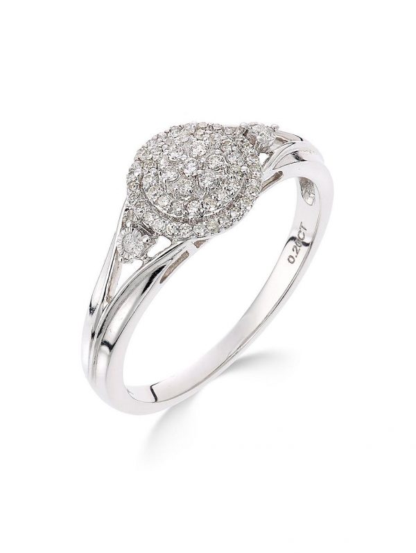 buy 9ct white gold 18 point diamond cluster ring 5f191fd276891