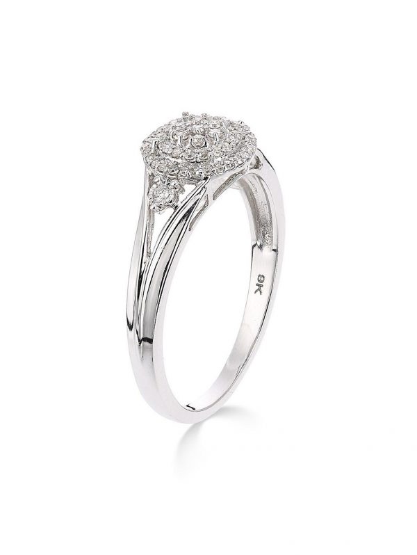 buy 9ct white gold 18 point diamond cluster ring 5f191fd335821