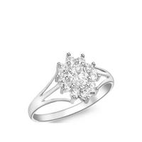 buy 9ct white gold cubic zirconia flower cluster ring 5f241b2ece446