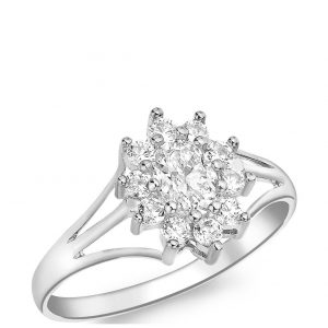 buy 9ct white gold cubic zirconia flower cluster ring 5f241b33bb3fb