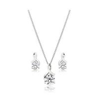 buy 9ct white gold cubic zirconia pendant and earrings set 5f21a3edb0d4b