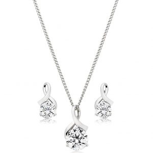 buy 9ct white gold cubic zirconia pendant and earrings set 5f21a3f382612