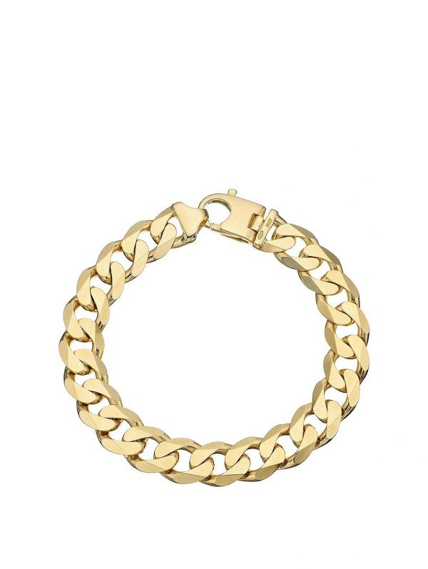 buy 9ct yellow gold 2 oz solid diamond cut curb bracelet 5f198f4e51185