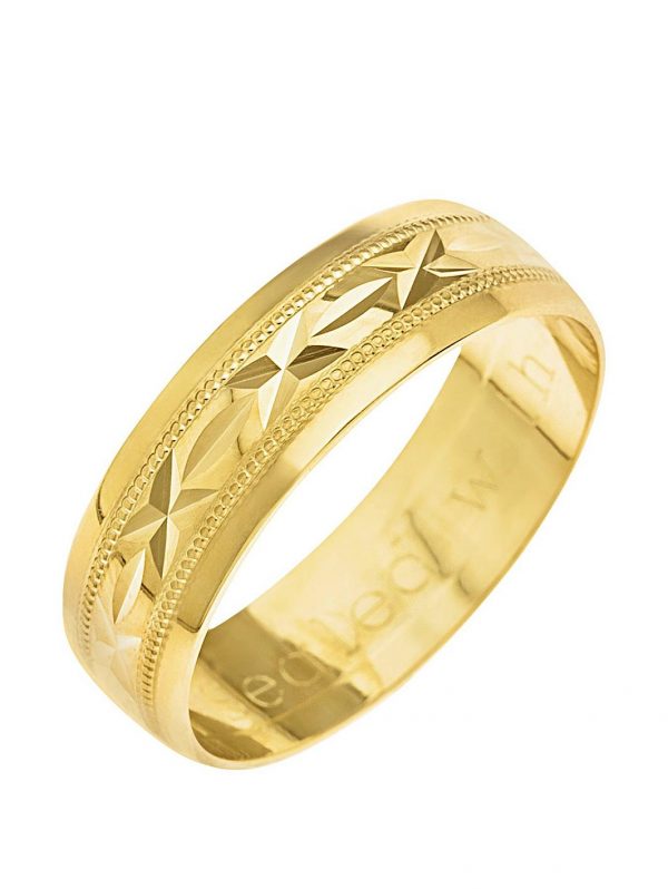 buy 9ct yellow gold diamond cut 6mm wedding band with message sealed with a kiss 5f2107487715a