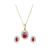 buy 9ct yellow gold treated ruby diamond jewellery set 5f21a4026dfa0