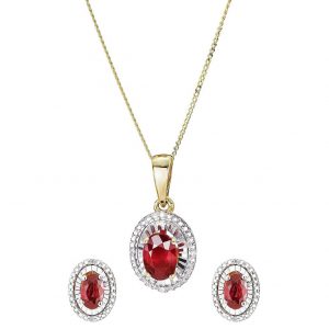 buy 9ct yellow gold treated ruby diamond jewellery set 5f21a40759b18