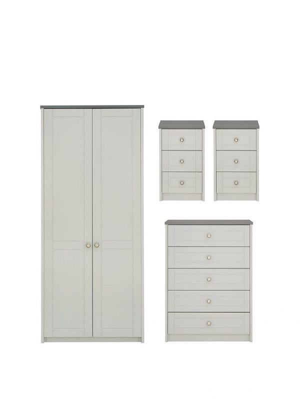 buy alderley ready assembled 4 piece package 2 door wardrobe chest of 5 drawers and 2 bedside chests 5f17bbcdbec48