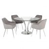 buy alice glass top dining table 4 alisha chairs chrome grey 5f1a684ad8203