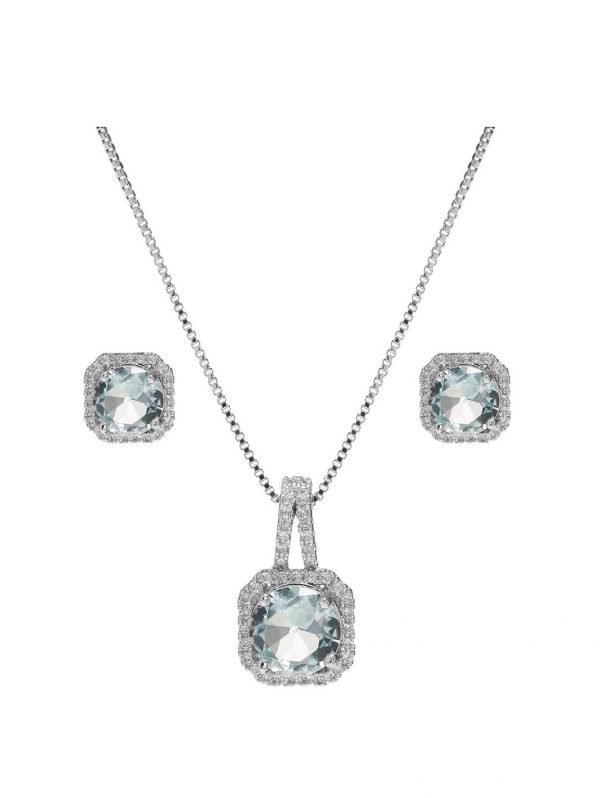 buy aqua square drop pendant and earring set 5f18692152c7e