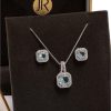 buy aqua square drop pendant and earring set 5f186924376cd