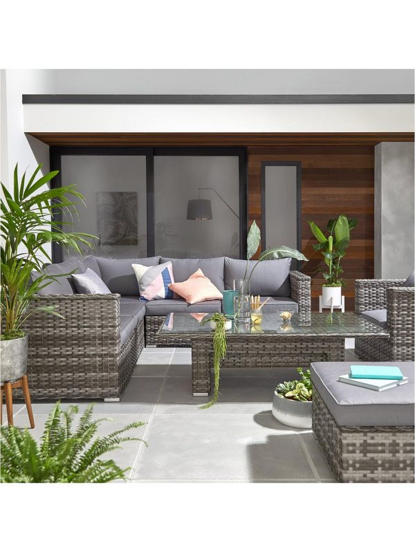 buy aruba 6 seater corner sofa set with chair footstool and adjustable table garden furniture 5f1bc6f5de86c