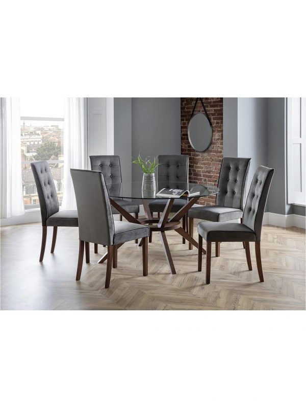 buy chelsea 140 cm round glass dining table 6 madrid chairs 5f1a68768e2c9