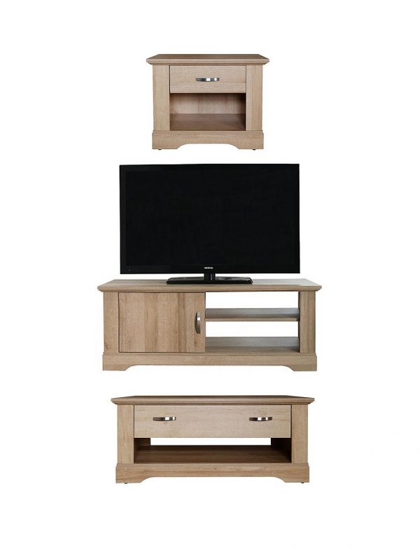buy cornwall 3 piece package tv unit coffee table and lamp table oak effect 5f17c3cf6e9e2