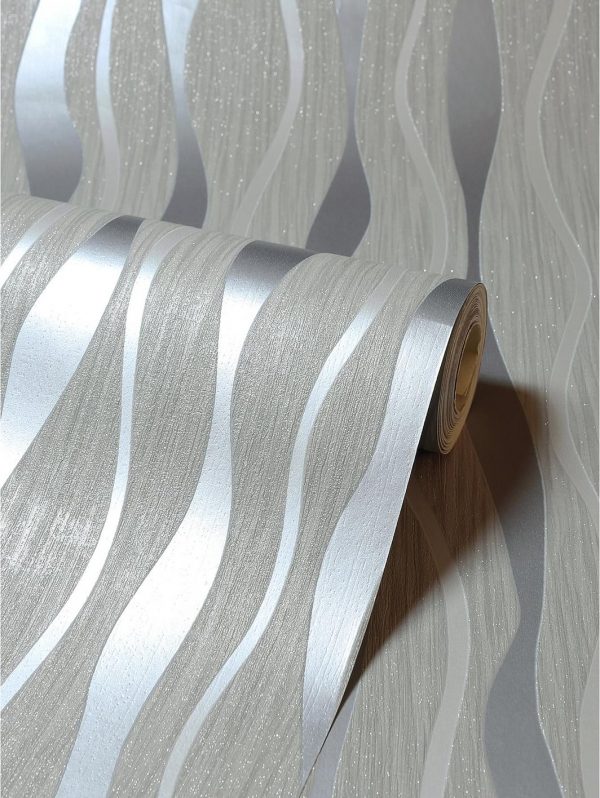 buy grey metallic wave wallpaper 5f17d7ee1f6c1