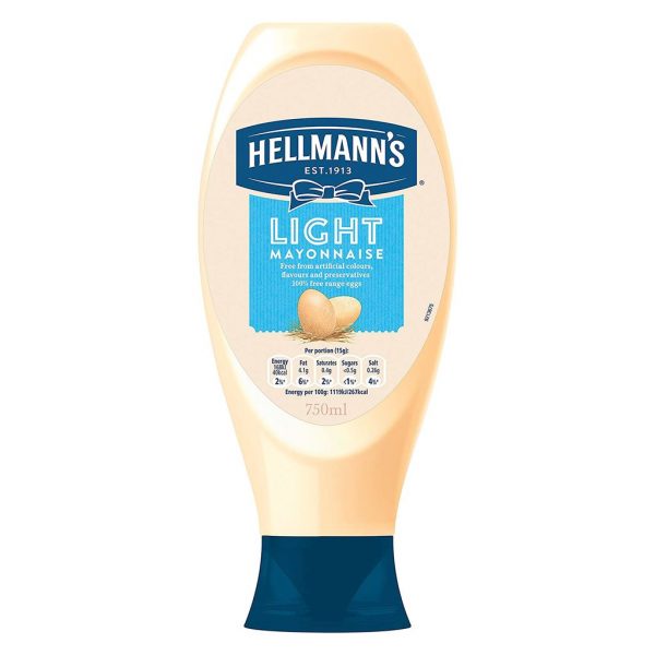 buy hellmanns light mayonnaise 750ml squeezy bottle sandwich salad burger sauce 5f1ac85e64369