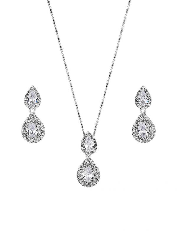 buy jon richard double pear drop pendant and earring set 5f1869b4b0491