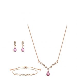 buy jon richard rose gold pink stone twist jewellery set 5f186990d0385