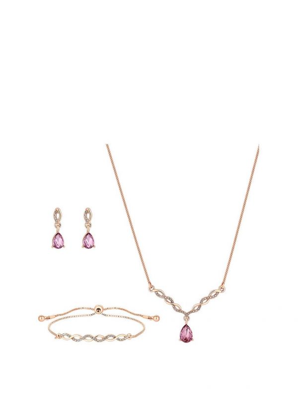 buy jon richard rose gold pink stone twist jewellery set 5f186990d0385