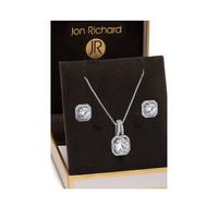 buy jon richard silver plated crystal square halo pendant and earrings set 5f17178807d0b