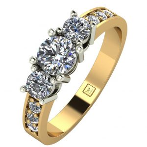 buy lady lynsey 9ct gold 1ct total round brilliant moissanite trilogy ring with stone set shoulders 5f198ed65b61c