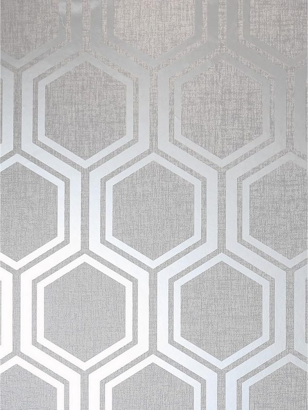 buy luxe hexagon silver wallpaper 5f1a7af940efc