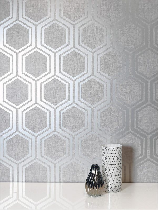 buy luxe hexagon silver wallpaper 5f1a7afb42ca0