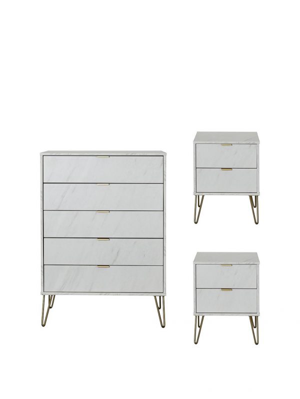 buy marbella ready assembled 3 piece package 5 drawer chest and 2 bedside chests 5f17bc419a60c
