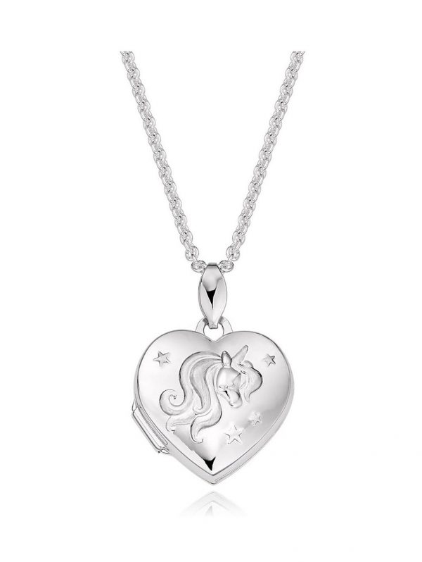 buy mini b childrens silver unicorn heart locket 5f21247762ba5
