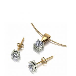 buy moissanite 9ct gold 1ct eq solitaire stud earrings and pendant set 5f1b0c26e261e