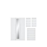 buy monaco part assembled 4 piece gloss package 3 door mirrored wardrobe 5 drawer chest and 2 bedside chests 5f17bcda08075