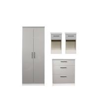 buy montreal gloss 4 piece ready assembled package 2 door wardrobe 3 drawer chest and 2 bedside chests 5f17bd05273dd