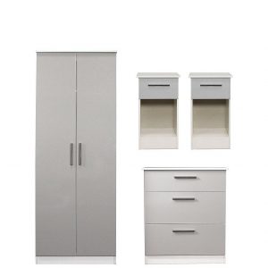 buy montreal gloss 4 piece ready assembled package 2 door wardrobe 3 drawer chest and 2 bedside chests 5f17bd097601c