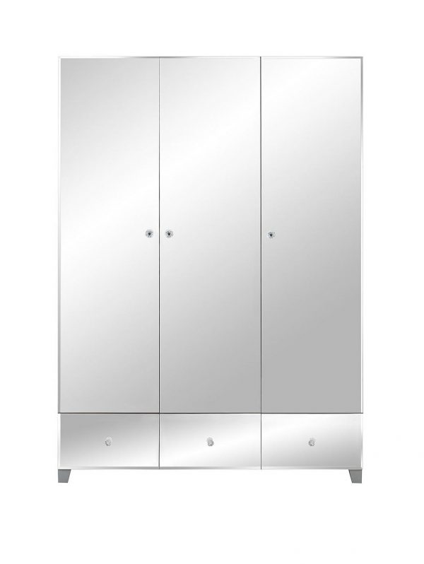 buy new bellagio mirrored 3 door 3 drawer wardrobe white mirrors grey mirrors 5f1908932ad36
