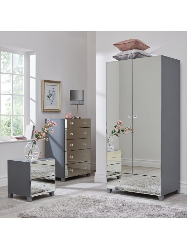 buy new bellagio mirrored 3 door 3 drawer wardrobe white mirrors grey mirrors 5f1908947ba80