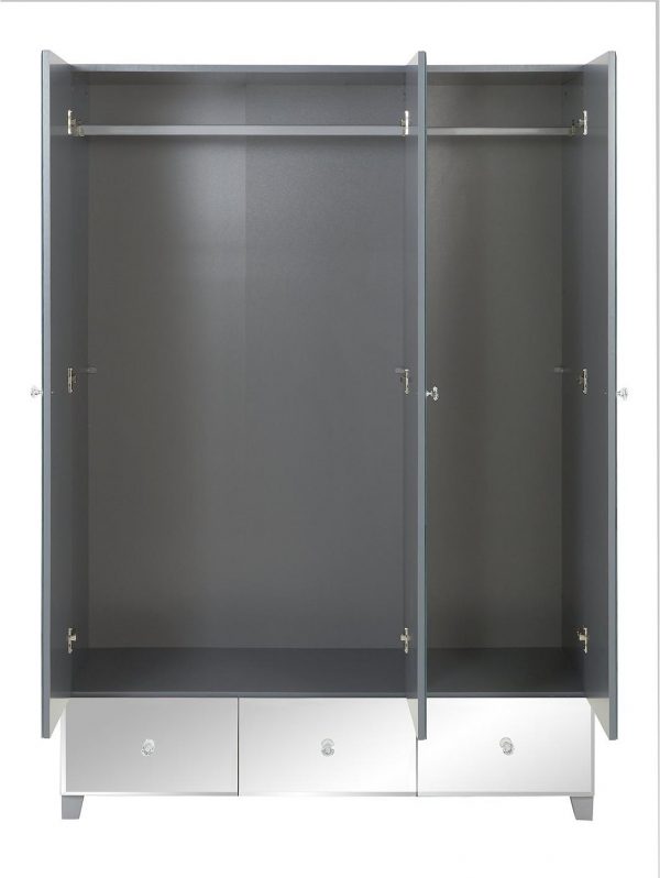 buy new bellagio mirrored 3 door 3 drawer wardrobe white mirrors grey mirrors 5f190897718c0
