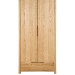 buy newman curve 2 door 1 drawer solid oak oak veneer wardrobe 5f17b69d098ad