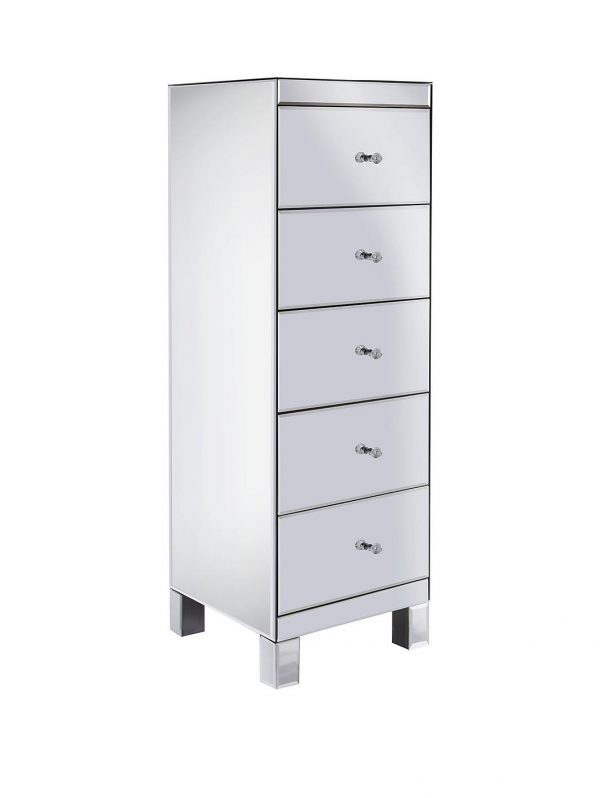 buy parisian ready assembled mirrored tall 5 drawer chest 5f190b1dac287