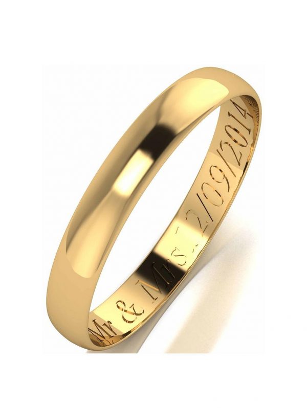 buy personalised 9 carat yellow gold d shaped wedding band 3mm 5f1719252a55d