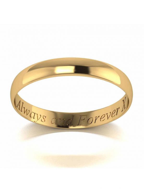 buy personalised 9 carat yellow gold d shaped wedding band 3mm 5f17192c29401