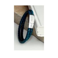 buy personalised mens dual leather woven bracelet in teal 5f159b60b53be