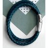 buy personalised mens dual leather woven bracelet in teal 5f159b77f1de4