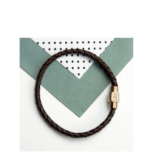 buy personalised mens woven leather bracelet with gold clasp 5f17193dae50e